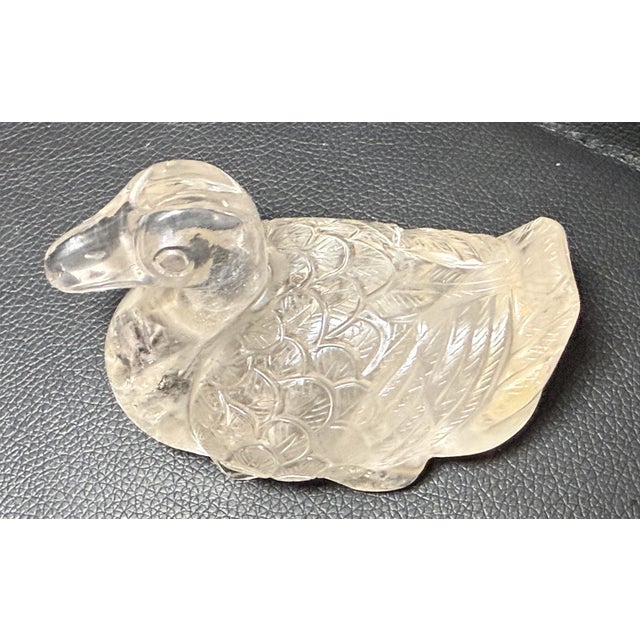 Antique Hand Carved Chinese Duck Bird Rock Crystal Stone Sculpture Statue For Sale - Image 12 of 13
