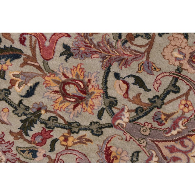 Shabby Chic Shabby Chic 1990's Kashan Pak-Persian Green/Green Wool Rug - 9'3'' X 11'9'' For Sale - Image 3 of 9