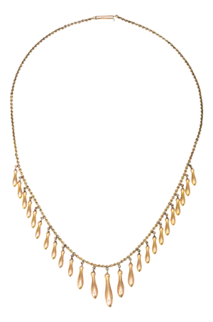 Late 19th Century Antique Victorian Graduated Fringe Necklace 10k Rose Gold 16" Choker Jewelry