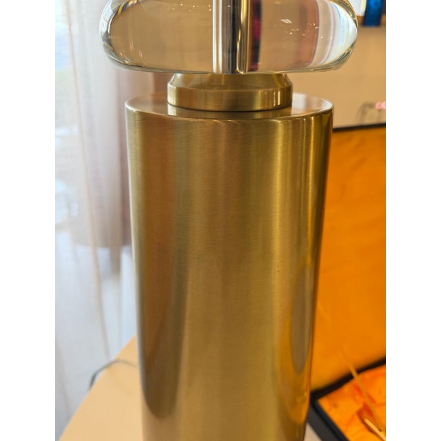 Brass Finish and Lucite Lamp Custom Shade For Sale In Miami - Image 6 of 9