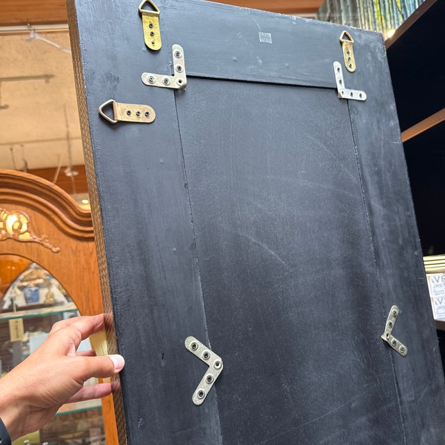 Brown Lacquered Rattan Floor Mirror, Antique For Sale - Image 8 of 12