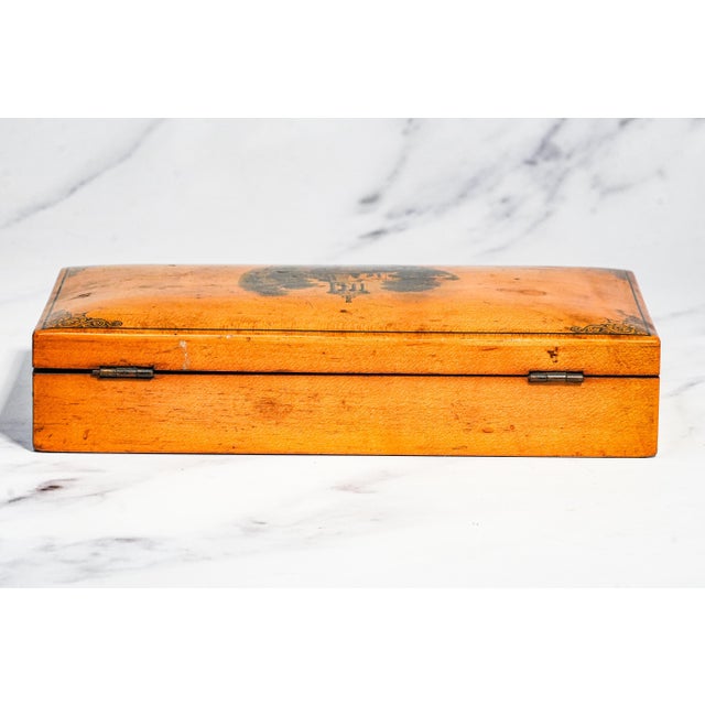 Unusual Rare Large Mauchline Ware Wood Box Robert Burns Antique Victorian Souvenir Scotland Scottish For Sale - Image 13 of 15