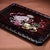 Wax Vintage Chinese Rosewood Tea Tray With Mother of Pearl Inlay & Lion Motif For Sale - Image 7 of 8