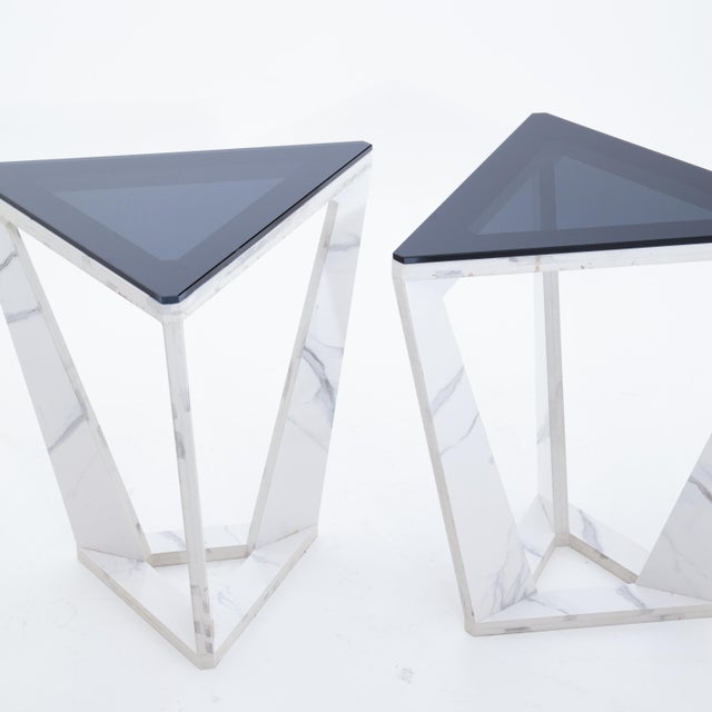 Modern Mid 20th Century Pair of Triangular Modernist Side Tables For Sale - Image 3 of 5