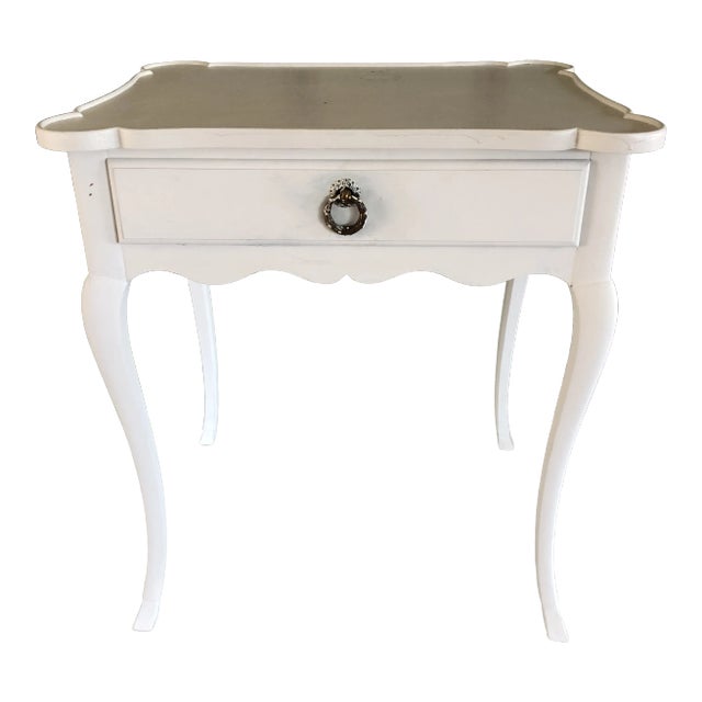 19th Century French Provincial Lime Painted Side Table With Original Patina For Sale