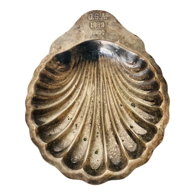 Vintage Silverplate Shell Shape Catchall For Sale