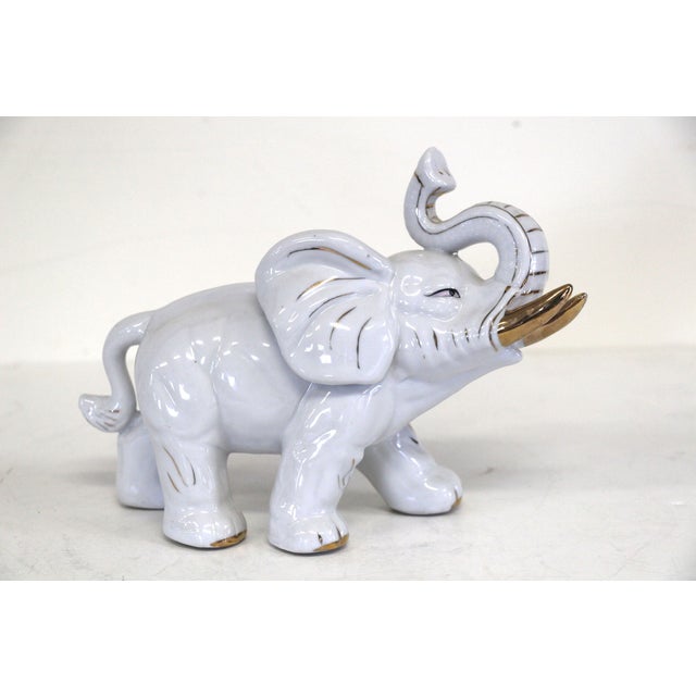 White Ceramic Elephant Chairish