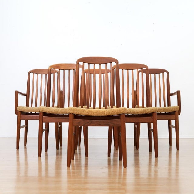 1970s 1970s Set of Six Danish Design Teak Dining Chairs Attributed to Benny Linden For Sale - Image 5 of 12