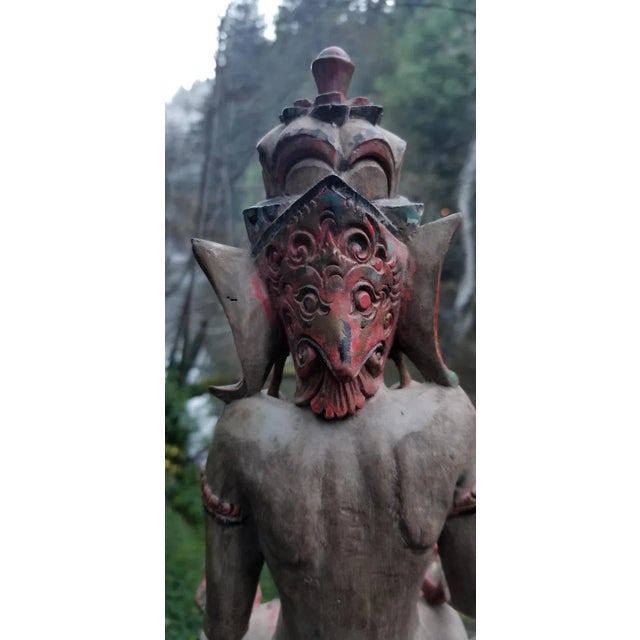 Carved Wood Hindu or Tibetan Crowned Goddess For Sale In San Francisco - Image 6 of 13