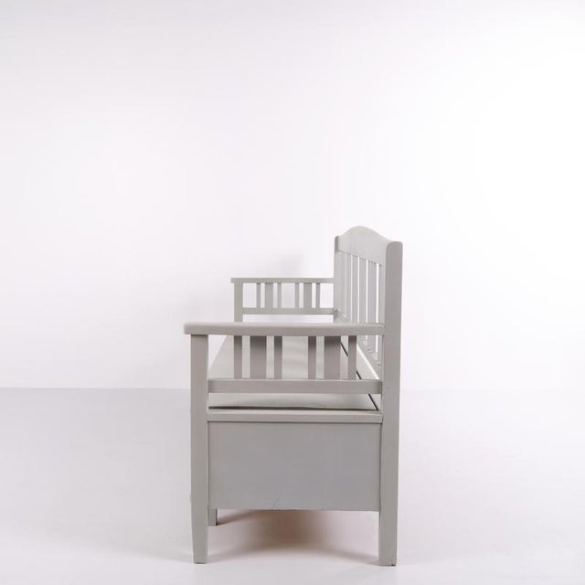 Antique Swedish Bench in Grey Painted Pine, 1860s For Sale - Image 3 of 12
