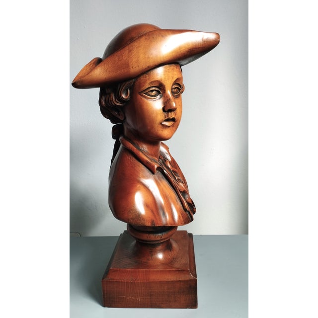Carved Wood Bust of a Sailor, 1950s For Sale - Image 9 of 12