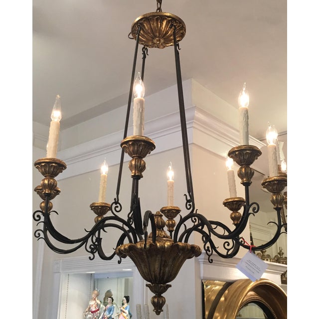 Italian Designer Italian Gilt Wood & Iron Chandelier by Randy Esada Designs for Prospr For Sale - Image 3 of 5