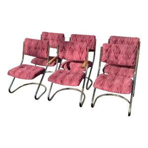 1980s Brass Dining Chair in the Style Milo Baughman- Set of 6