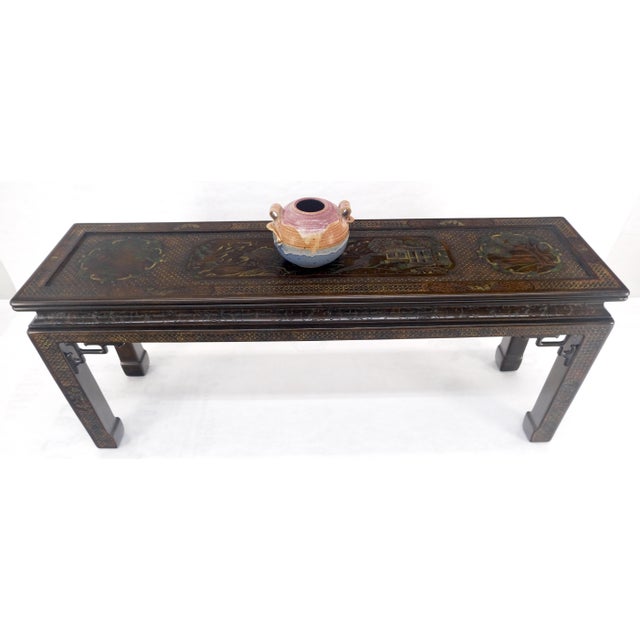 Very Fine John Widdicomb Lacquer Painted Decorated Console Sofa Table MINT For Sale - Image 13 of 16