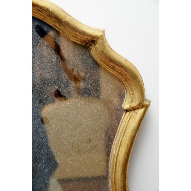Italian Vintage Italian Gilt Cartouche-Shaped Wall Mirror For Sale - Image 3 of 4