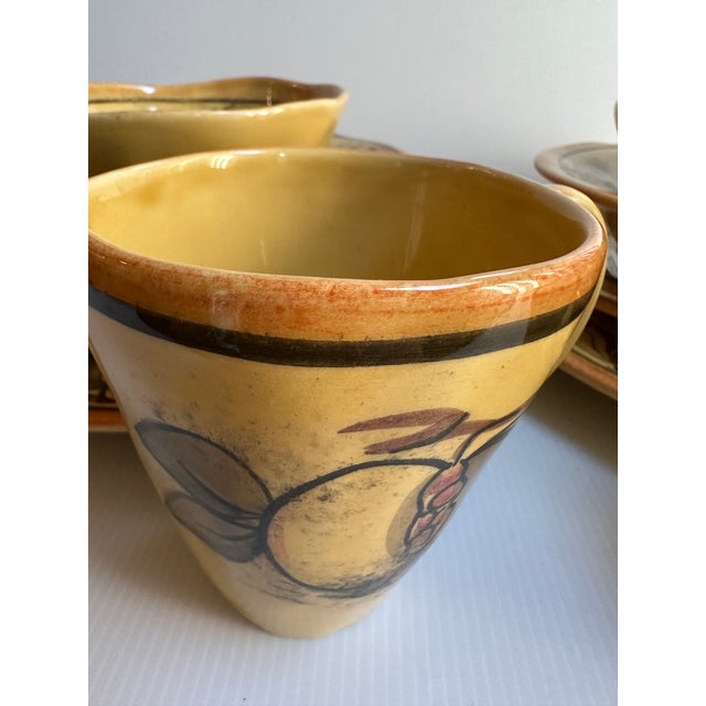 Mustard Hand Painted Five(5) Pieces Dinnerware Set for Two(2) "Pomegranate" by Arte Italica Made in Italy(10 Pc Set) For Sale - Image 8 of 18