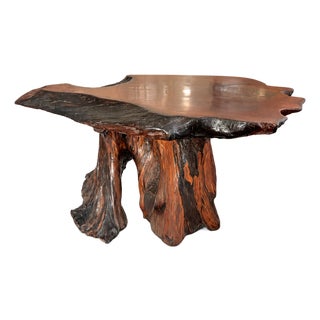Vintage Organic Modern Redwood Burl Coffee Table For Sale