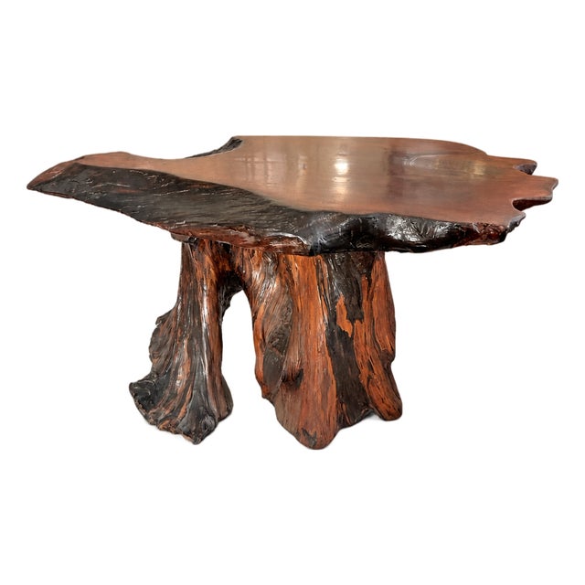 Vintage Organic Modern Redwood Burl Coffee Table For Sale