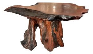 Vintage Redwood Burl Live Edge Coffee Table With Sculptural Root Base