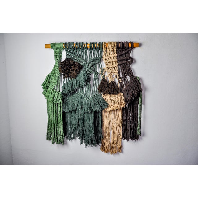 Green Textured Macrame Wall Tapestry, 1970s For Sale - Image 8 of 8