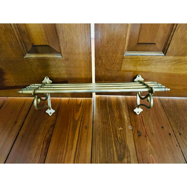 Metal Vintage Brass Hat and Coat Train Rack For Sale - Image 7 of 7