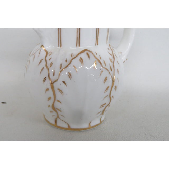 Ceramic Mid 20th Century White Porcelain Ceramic Small Creamer Milk Jug With Gold Gilt Trim Details For Sale - Image 7 of 15