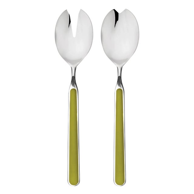 Contemporary Mepra Fantasia 2-Piece Salad Servers Set, Olive Green For Sale - Image 3 of 3
