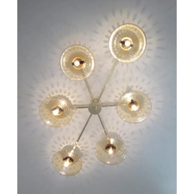 Angelo Natural Brass Amber Bubbles Glass Flush Mount by Fabio Ltd For Sale - Image 6 of 8