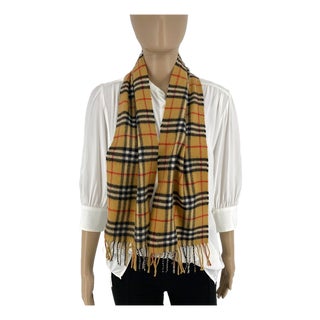 Burberry Children Brown Plaid 100% Cashmere Scarf For Sale