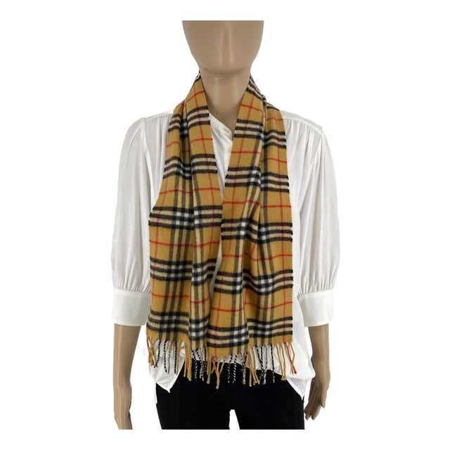 Burberry Children Brown Plaid 100% Cashmere Scarf For Sale