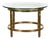1950s Midcentury Italian Brass Side Table with Round Glass Top For Sale
