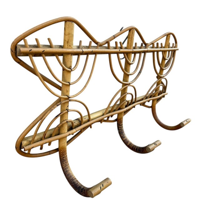 Wood Rattan Coat Rack in the style of Olaf Von Bohr, Italy, 1960s For Sale - Image 7 of 9