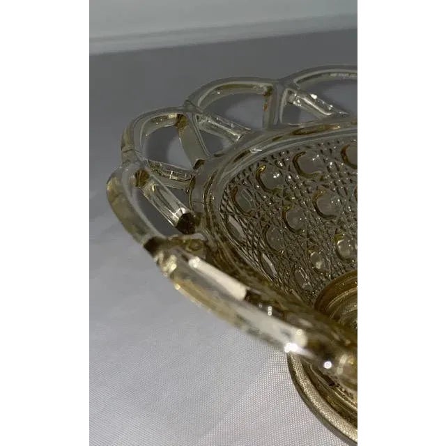 Early 20th Century Vintage Imperial Depression Glass Button Cane Bowl For Sale - Image 5 of 8