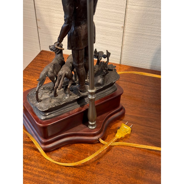 1950s Bronze Fox Hunting Lamp For Sale - Image 9 of 9