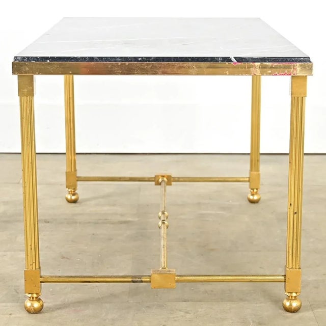 Black Mid 20th Century French Midcentury Black Marble and Brass Coffee Table For Sale - Image 8 of 10
