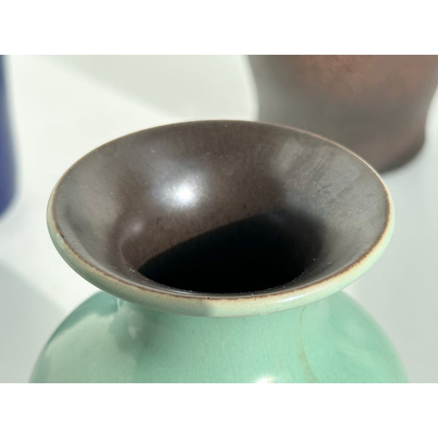 Ceramic Mid-Century Ceramic Vase with Celadon Glaze by Steuler Keramik, Germany, 1950s For Sale - Image 7 of 13