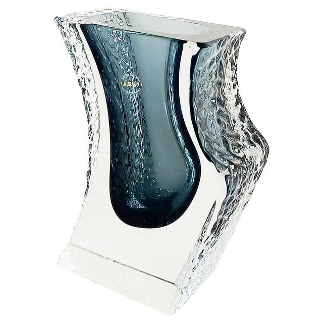 Glass Midcentury Modern Murano Glass Textured Side Vase by Mandruzzato, Italy, 1970s For Sale - Image 7 of 10