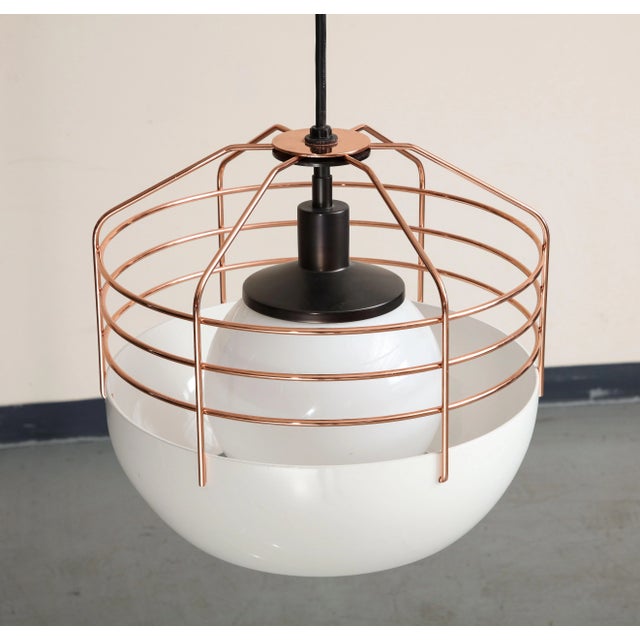Industrial Industrial Style White and Copper-Plated Pendant Light by Roll & Hill For Sale - Image 3 of 13