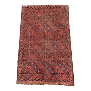 Antique Yomut Turkmen Diamond Lattice Tribal Rug - 4'10" X 3'1" For Sale