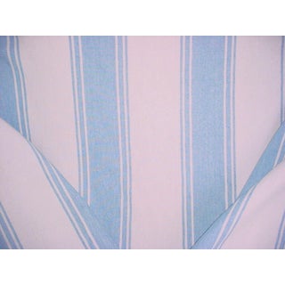 Ralph Lauren LCF65863F Danvers Stripe Sky White Linen Upholstery Fabric - 1-1/2 Yards For Sale