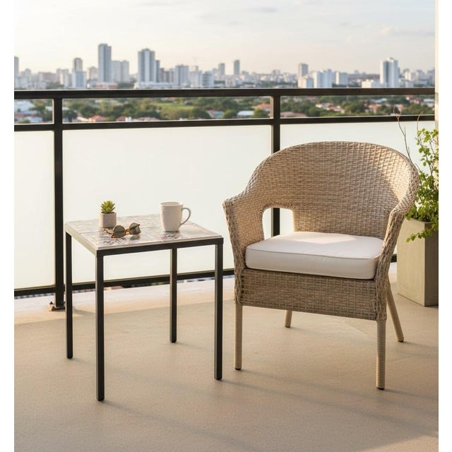 Ceramic Square Tiled Coffee Table With Tropical Hibiscus Motif For Sale - Image 7 of 9