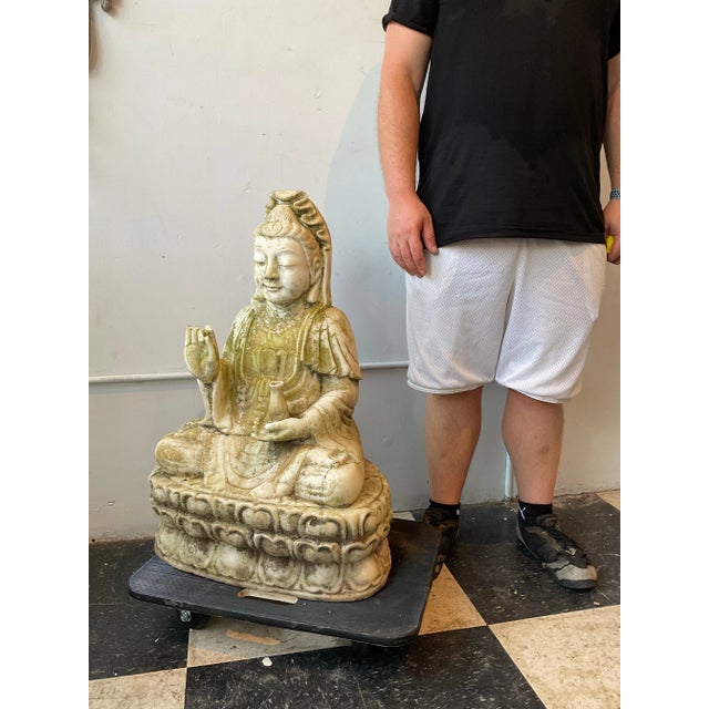 1940s 1940s Carved Marble 3 Feet High Siddhartha For Sale - Image 5 of 12