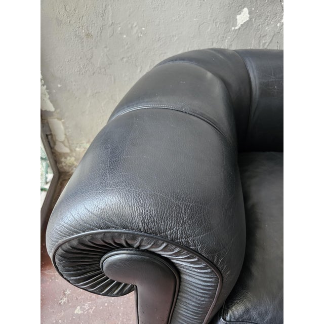 Chesterfield-Style Sofa in Genuine Leather For Sale - Image 5 of 7