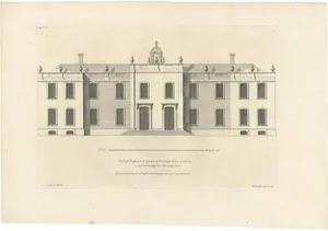 Campbell, Illustration of the East Front of Beddington Place, 1717, Print