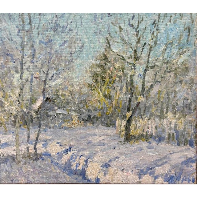 *Luminous Snow* by Georgi Moroz, a work that pierces the wall, creating a window onto a snow-covered forest. This piece is...