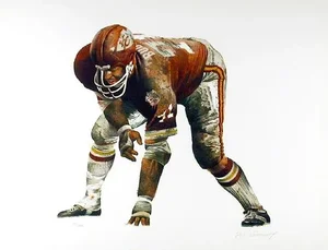 On the Line (Kansas City Chiefs), Merv Corning Lithograph, Signed and Numbered in Pencil