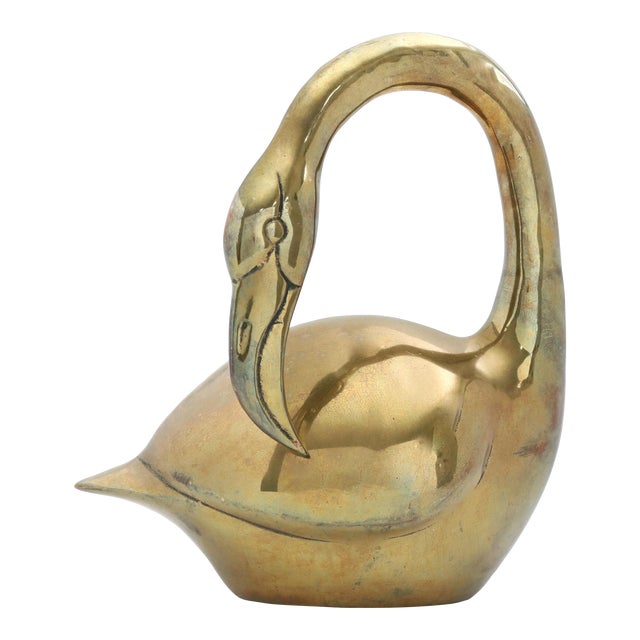 Large Vintage Brass Flamingo Figurine For Sale