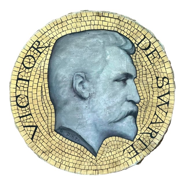 Vintage Boho Mosaic Medallion Original Oil Painting on Canvas For Sale