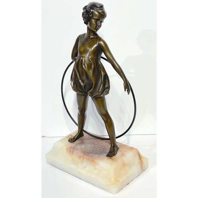 Hoop Girl' Art Deco Bronze Sculpture Signed Ferdinand Preiss (1882-1943) For Sale In Greensboro - Image 6 of 10