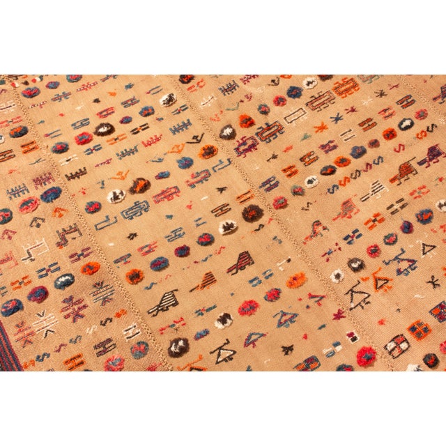 Tribal Antique Persian Beige and Red Kilim-Jajim Wool Rug For Sale - Image 3 of 8